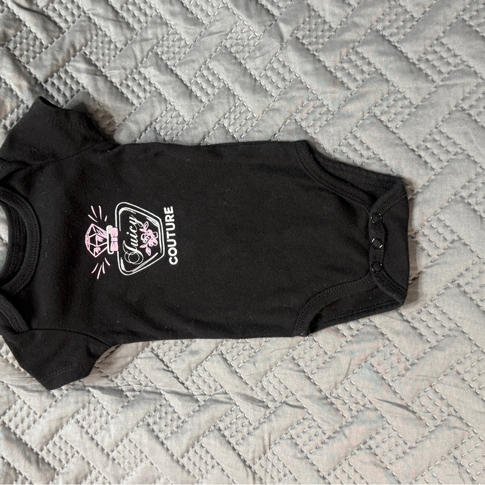 Juicy Couture Black Bodysuit with Pink Logo